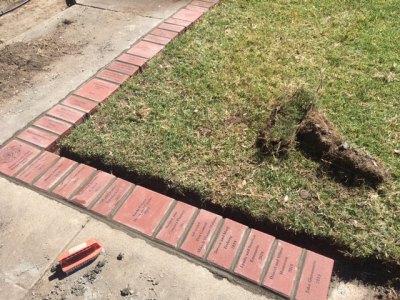 Newly installed fundraising engraved bricks.